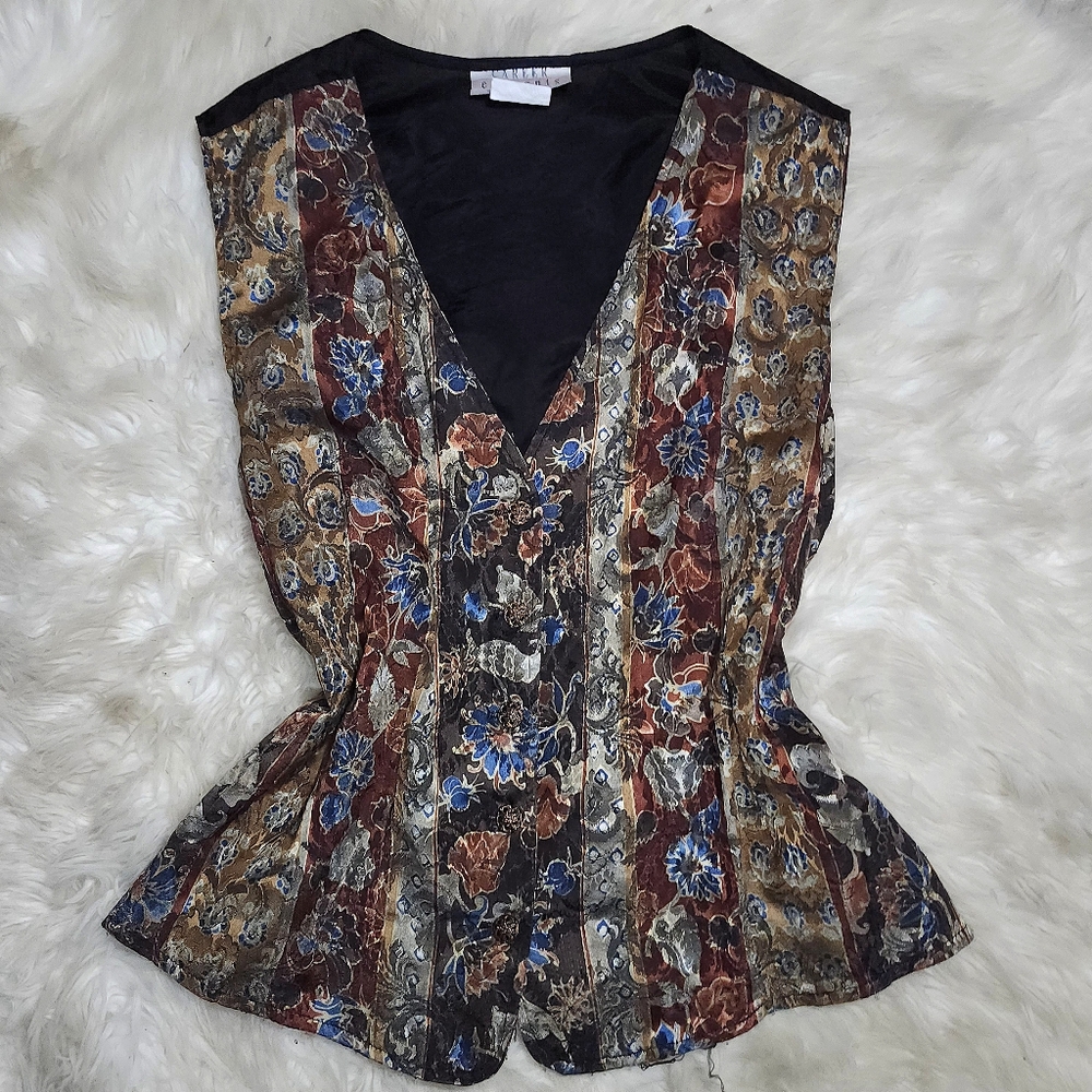 🌹 Vintage Career Elements Baroque Floral Corset Vest 🌹